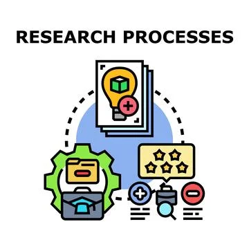 Research process developing new ideas and evaluating quality Ilustração Stock