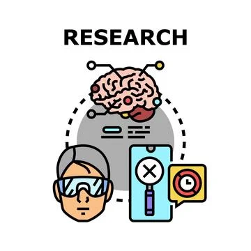 Research process finding solutions using modern technology Stock Illustration
