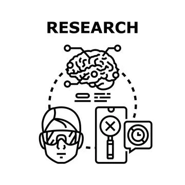 Research process finding solutions using modern technology Stock Illustration