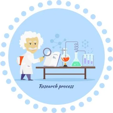 Research Process Icon Flat Design Stock Illustration