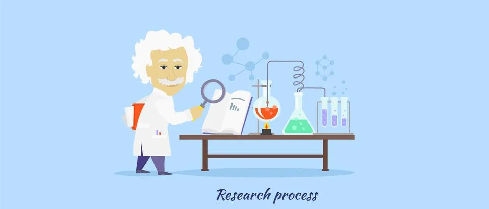 Research Process Icon Flat Design Stock Illustration