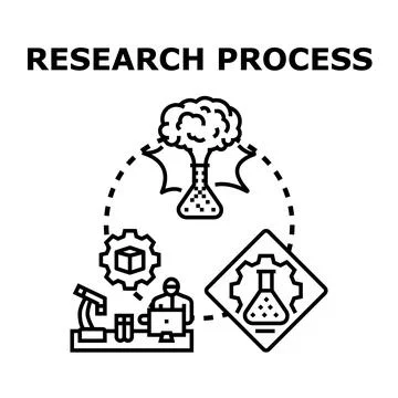 Research process scientific study and discovery concept illustration Stock Illustration