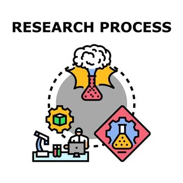 Research process scientific study and discovery concept illustration Stock Illustration