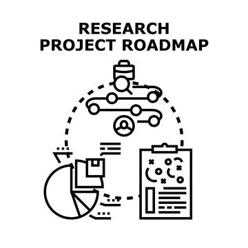 Research project roadmap planning analyzing data strategy Stock Illustration