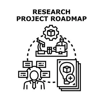 Research project roadmap planning development strategy process Illustrazione stock