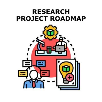 Research project roadmap planning development strategy process Stock Illustration