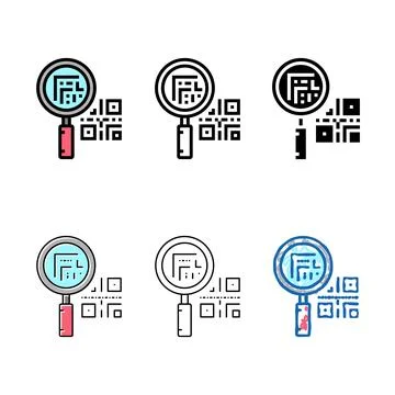 Research qr code color multipack icon vector isolated 스톡 일러스트