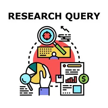 Research query analysis, data investigation, and financial examination Illustrazione stock