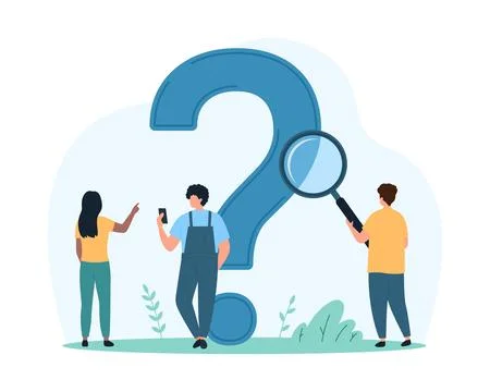 Research query, analysis of information and search for answer to question of Stock Illustration