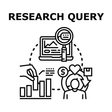 Research query analyzing customer marketing and sales data Stock Illustration