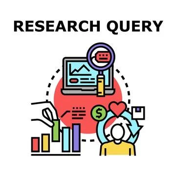 Research query analyzing customer marketing and sales data Stock Illustration