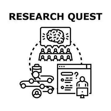 Research quest exploration finding solutions idea generation Stock Illustration
