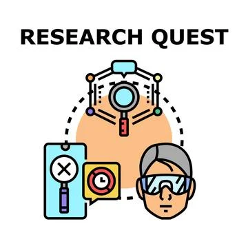 Research quest finding data with digital information technology Stock Illustration