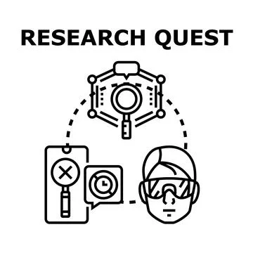 Research quest finding data with digital information technology Stock Illustration