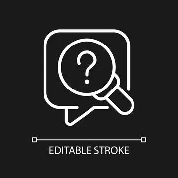 Research question white linear icon for dark theme Stock Illustration