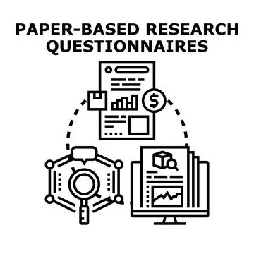 Research questionnaire data analysis process illustration Stock Illustration