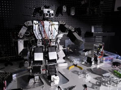 Research robot on the workbench Stock Photos