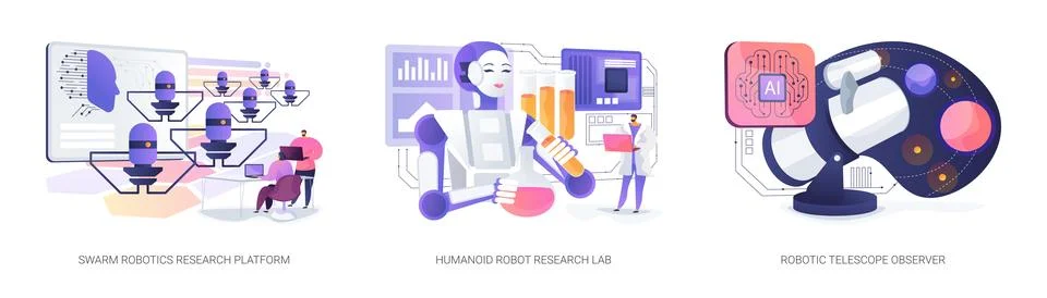 Research Robots for Science and Discovery abstract concept vector illustrations. Stock Illustration
