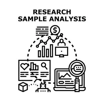 Research sample analysis providing market data intelligence Stock Illustration