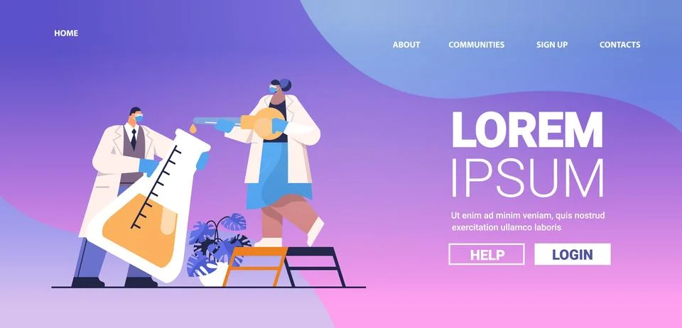 Research scientist team loading liquid sample in test tube with pipette Stock Illustration