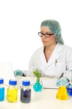 Research scientist using computer Stock Photos