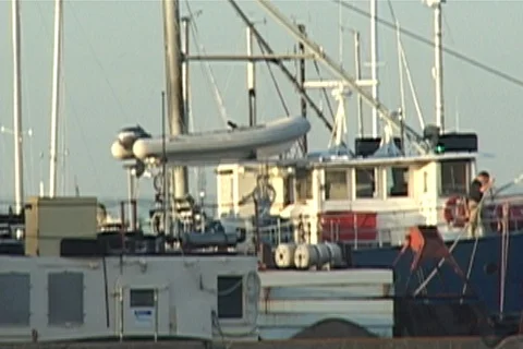 Research ship backing out of docking Video stock 124568544