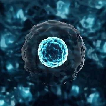 Research of stem cells. Stem cells under a microscope. Cellular Therapy Stock Illustration