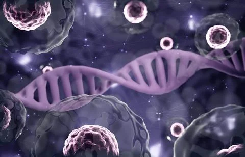 Research of stem cells. Stem cells under a microscope. Cellular Therapy Stock Illustration