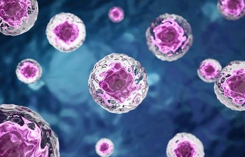 Research of stem cells. Stem cells under a microscope. Cellular Therapy Stock Illustration