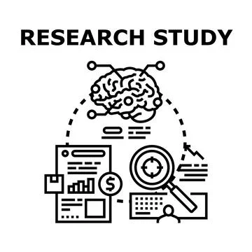 Research study concept analyzing data and information Stock Illustration
