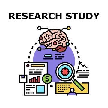 Research study concept analyzing data and information Stock Illustration
