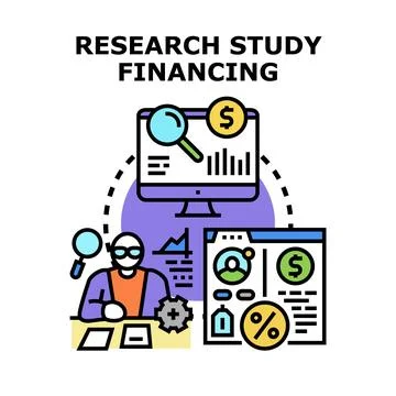 Research study financing concept with expert analyzing data Stock Illustration