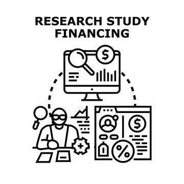 Research study financing concept with expert analyzing data Stock Illustration