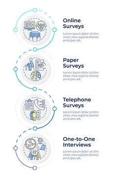 Research survey data types infographic design template Stock Illustration