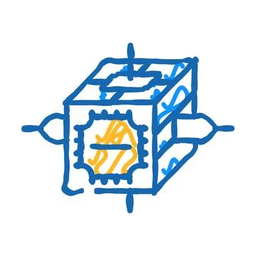 Research team space exploration icon doodle illustration Stock Illustration