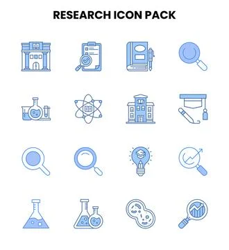 Research Two Colour Bundle Icons Pack Stock Illustration