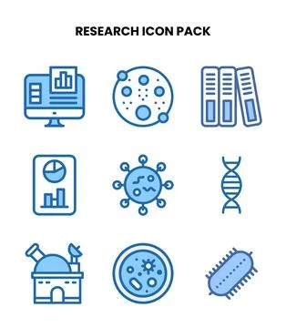 Research Two Colour Graphics Icons Pack 스톡 일러스트