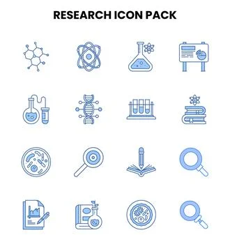 Research Two Colour Graphics Icons Pack Stock Illustration