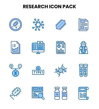 Research Two Colour Icons Pack 스톡 일러스트