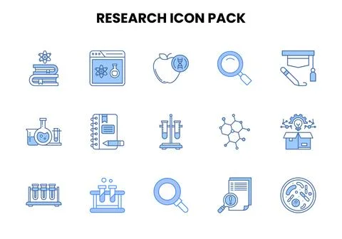 Research Two Colour Icons Pack Illustrazione stock