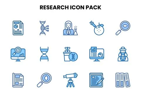 Research Two Colour Scalable Icons Pack Stock Illustration
