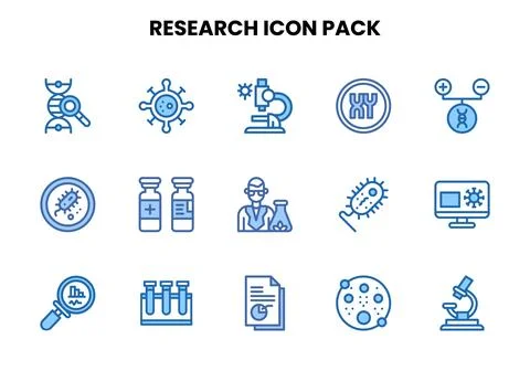 Research Two Colour Set Icons Pack 库存插图
