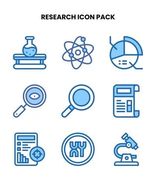 Research Two Colour Vector Icons Pack Stock Illustration