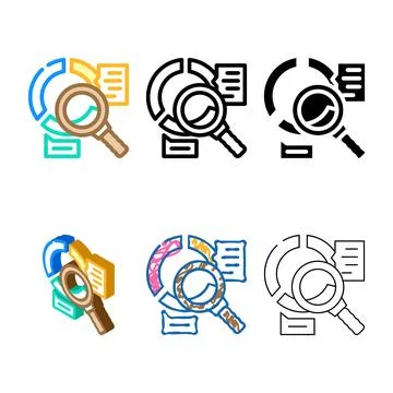 Research types chart color icon vector Illustrazione stock