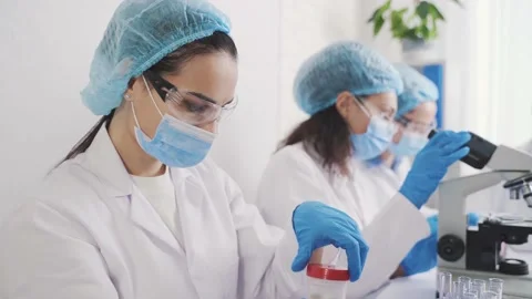 Research urinalysis laboratory assistant container Stock Footage 171762063