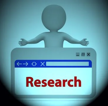 Research Webpage Meaning Gathering Data 3d Rendering Stock-Illustration