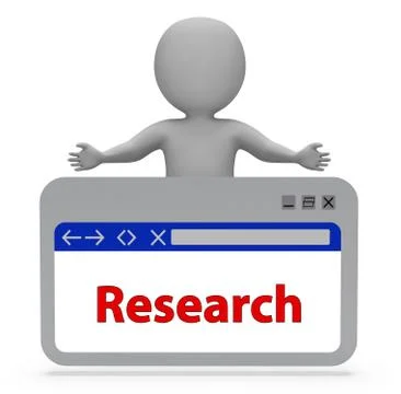 Research Webpage Means Gathering Data 3d Rendering Stock-Illustration
