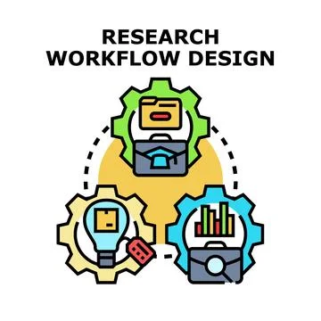 Research workflow design process with business analysis Stock Illustration