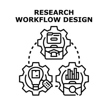 Research workflow design process with business analysis Stock Illustration