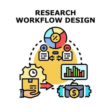 Research workflow design process for business analysis 库存插图